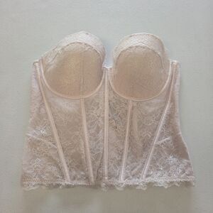 Victoria's Secret Shimmer Long Line Pink Corset Bustier Bra Top XL Fairy Goth